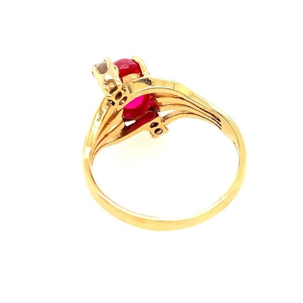 ‎14k Cabuchon Ruby & Diamonds Ring - Picture 9 of 15